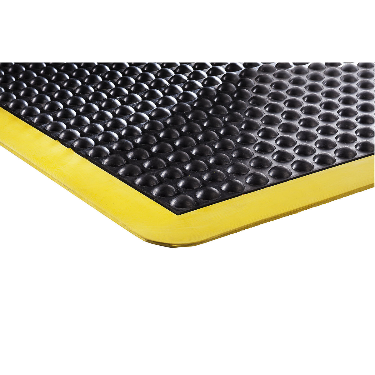 Bubblemat safety anti-fatigue matting, LxWxH 900 x 600 x 14 mm, yellow-black, single mat.