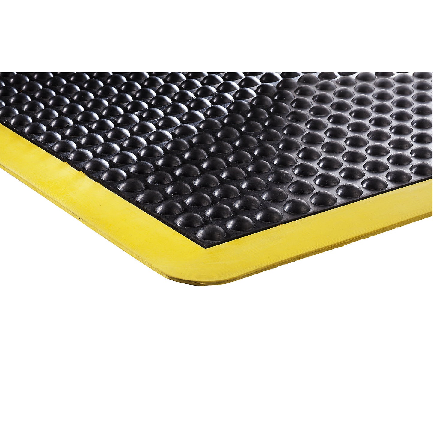 Bubblemat safety anti-fatigue matting, LxWxH 900 x 600 x 14 mm, yellow-black, centre element.