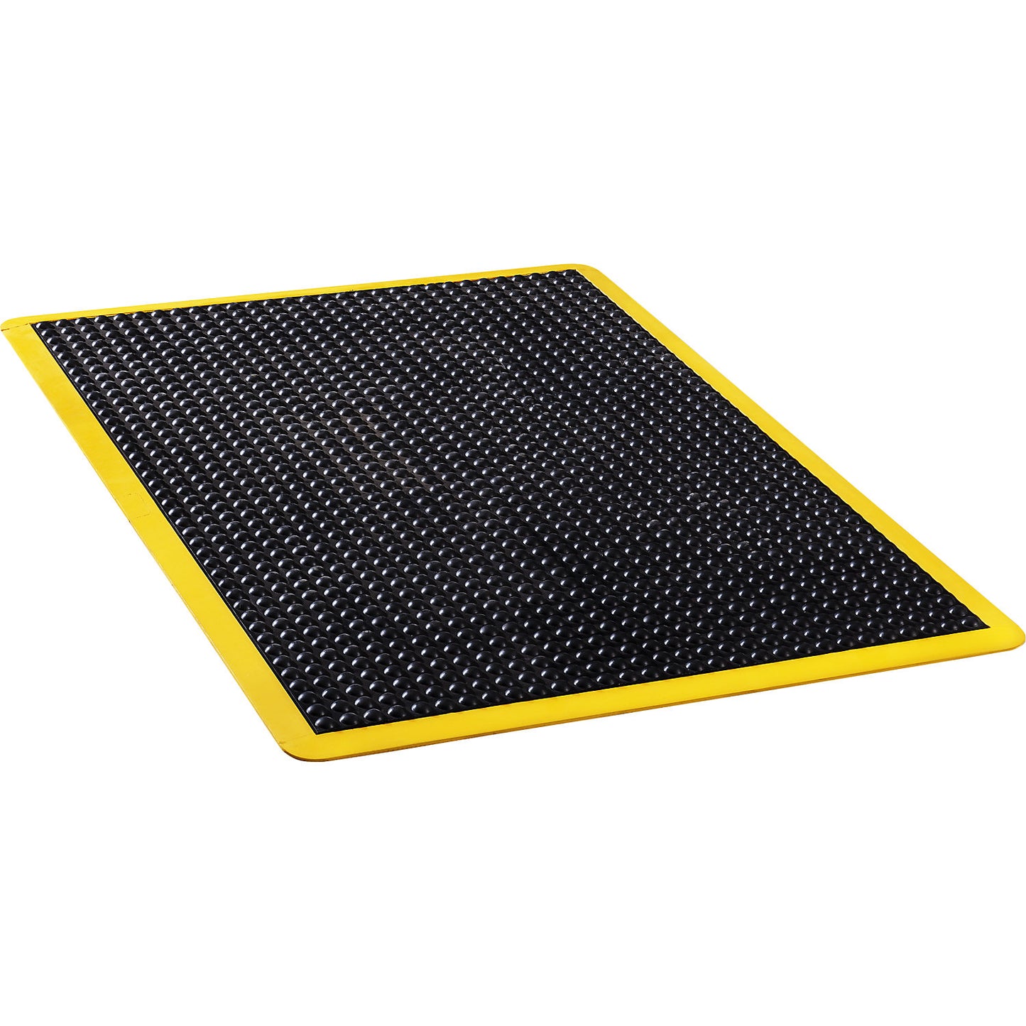Bubblemat safety anti-fatigue matting, LxWxH 900 x 600 x 14 mm, yellow-black, single mat.