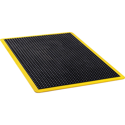 Bubblemat safety anti-fatigue matting, LxWxH 900 x 600 x 14 mm, yellow-black, single mat.