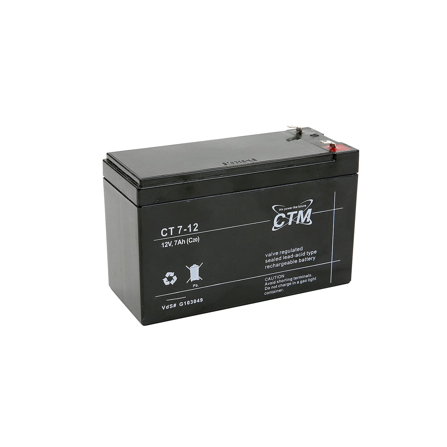 Battery 12 V - 7 Ah, for mini lifter, plastic, black.