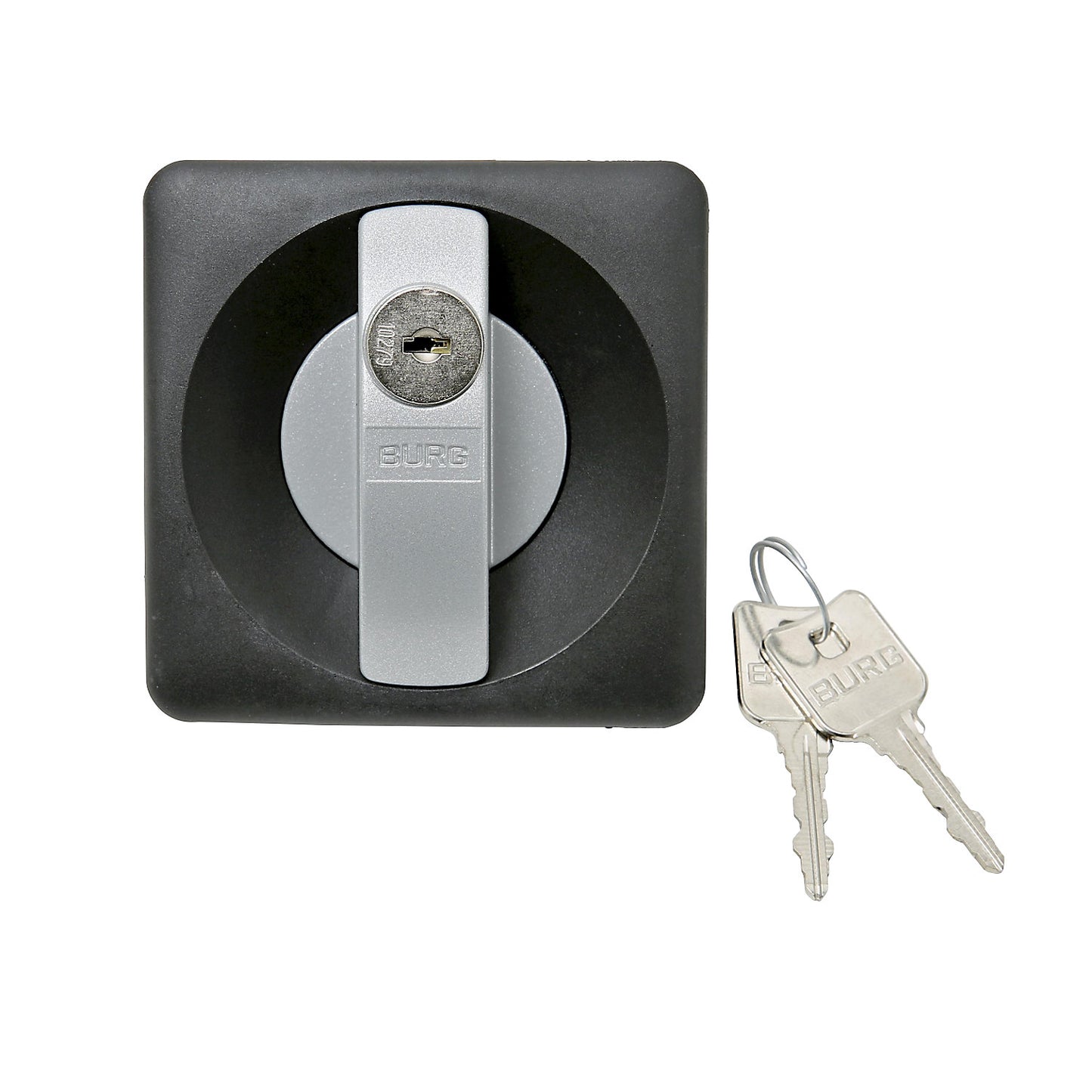 Lock for universal cupboard, plastic / steel incl. 2 keys, black / silver.