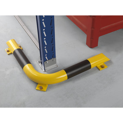 Crash protection beam, for indoor use, length 638 mm, corner version.