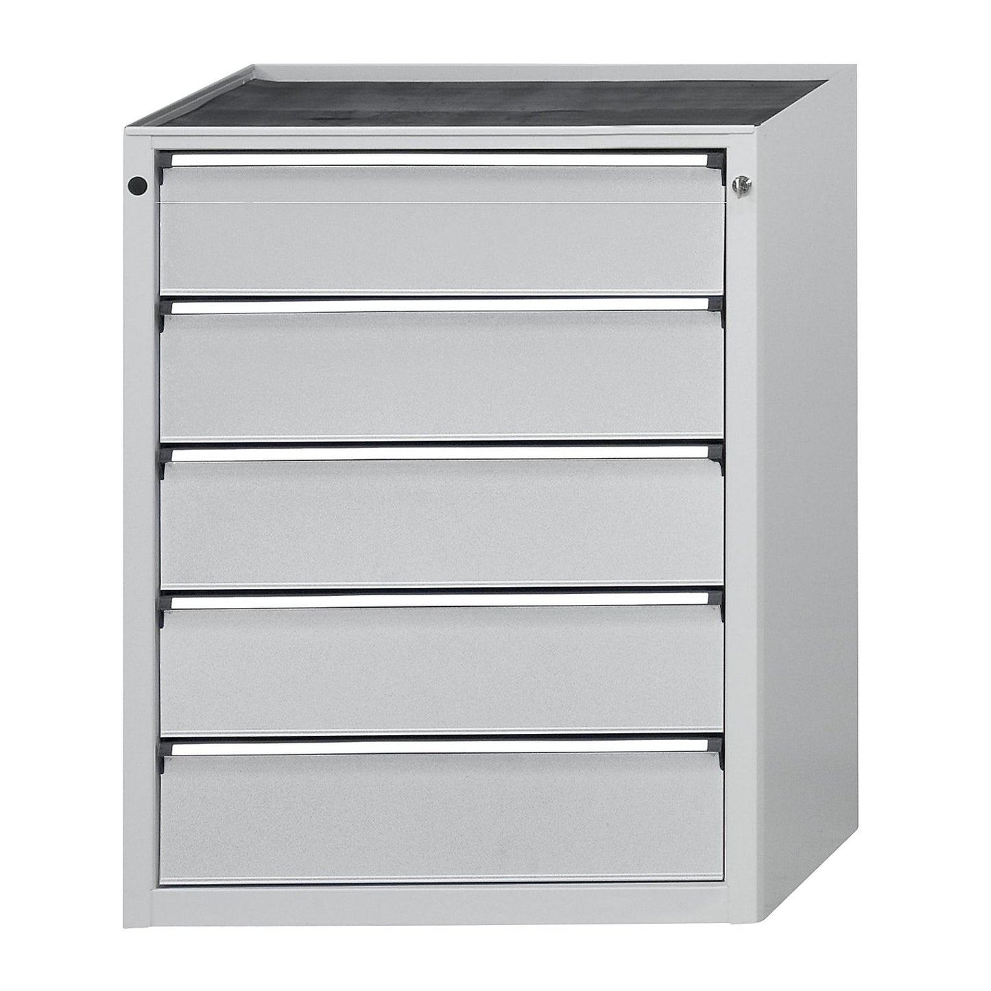 Drawer cupboard without worktop, width 760 mm, 5 drawers, front in light grey.
