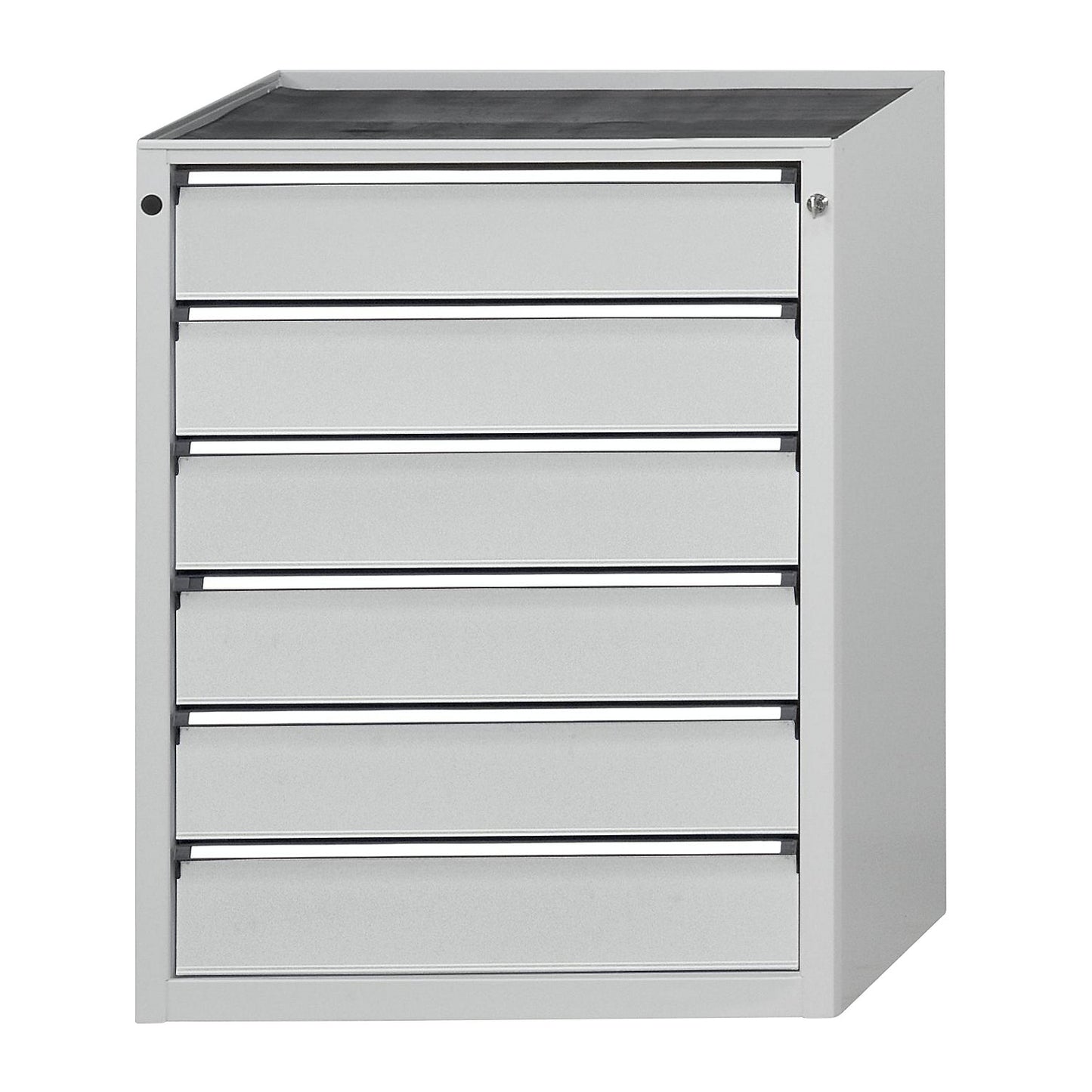 Drawer cupboard, WxD 760 x 675 mm, max. drawer load 100 kg, 6 drawers, height 980 mm, front in light grey.
