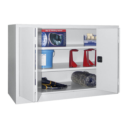 Cupboard with folding doors, height 1000 mm, width 1500 mm, depth 600 mm, grey.