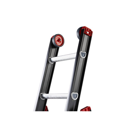 Multi-purpose ladder, aluminium coated, 3-part, black, 3 x 12 rungs.