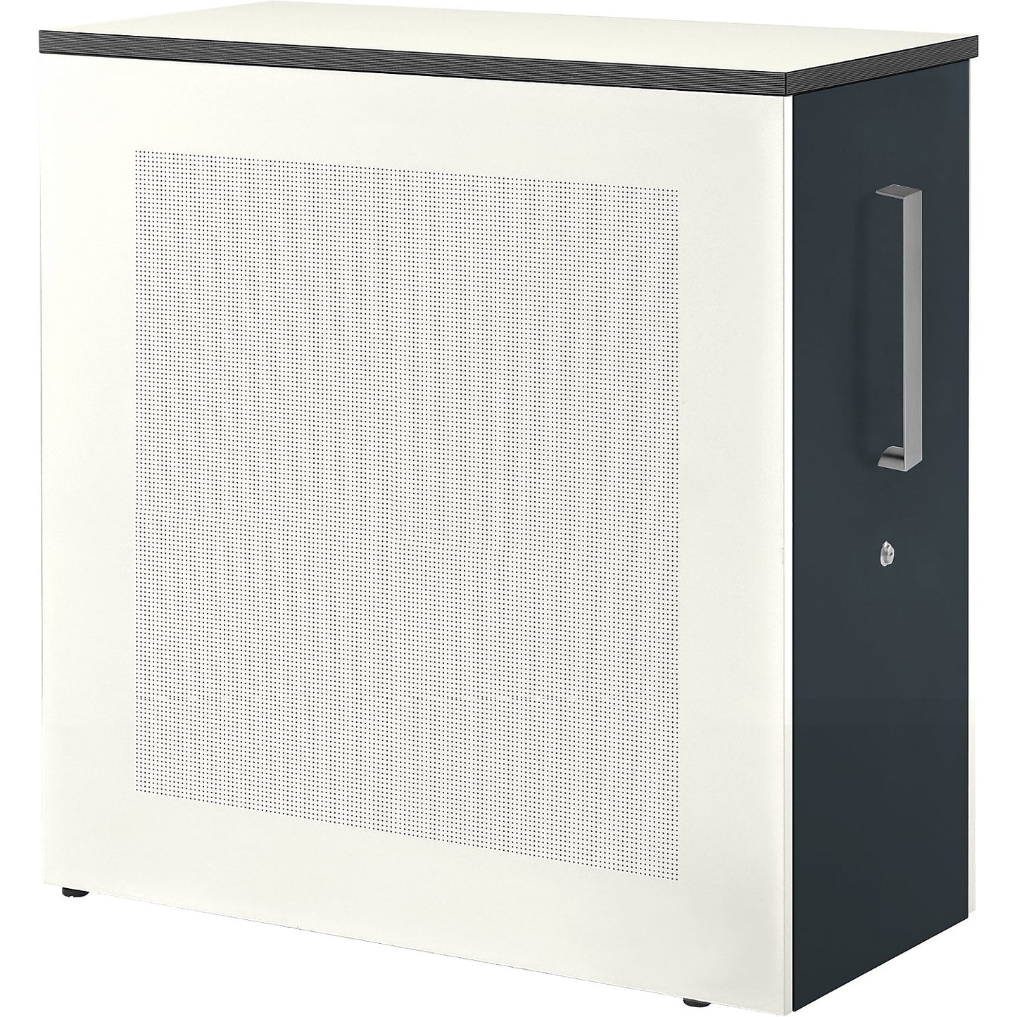 Full height drawer cupboard, counter element at right, height 1025 mm, white / charcoal.