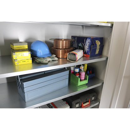 Additional shelf, for steel cupboard and cupboard with folding doors with width 1200 mm, depth 600 mm, zinc plated.