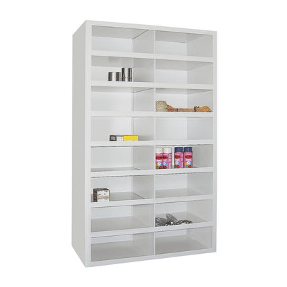 Bin units, 16 compartments, without doors, grey.