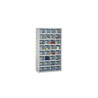 Bin units, 32 compartments, without doors, grey.