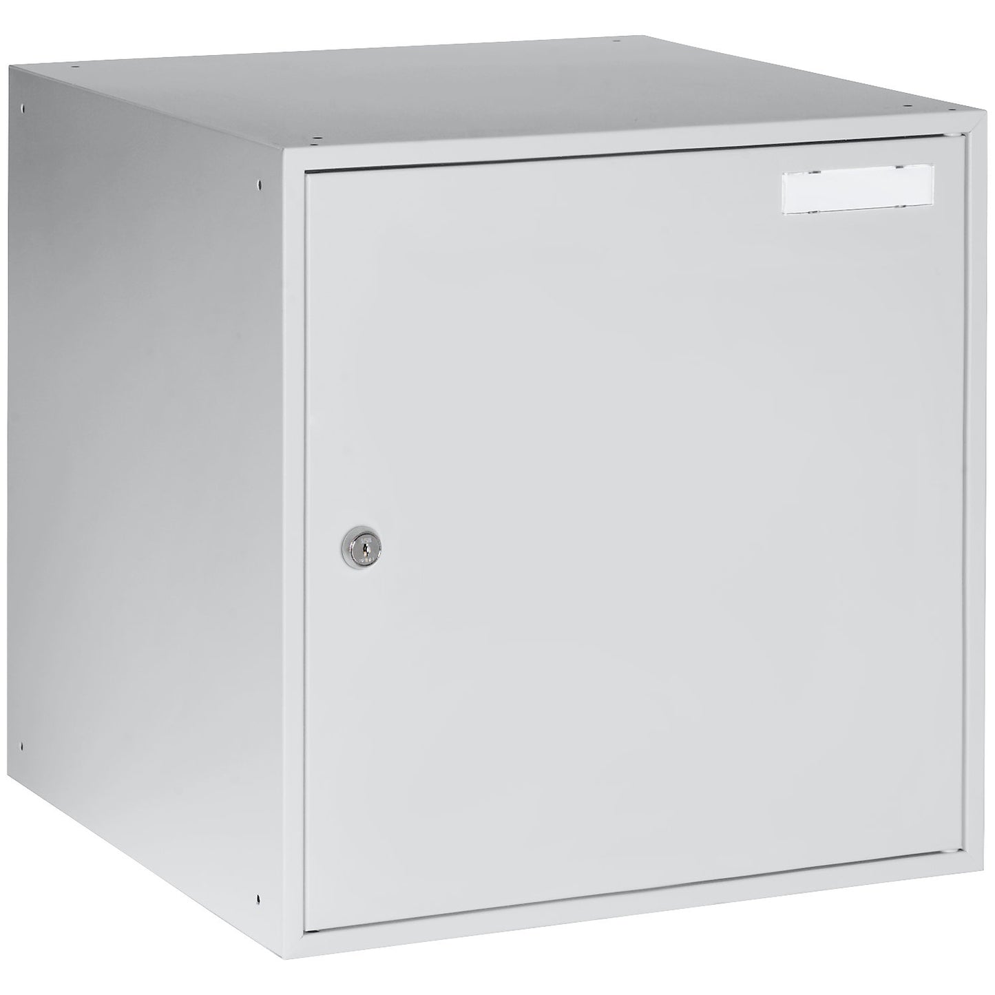Cube locker, HxWxD 450 x 450 x 450 mm, solid panel door, light grey.