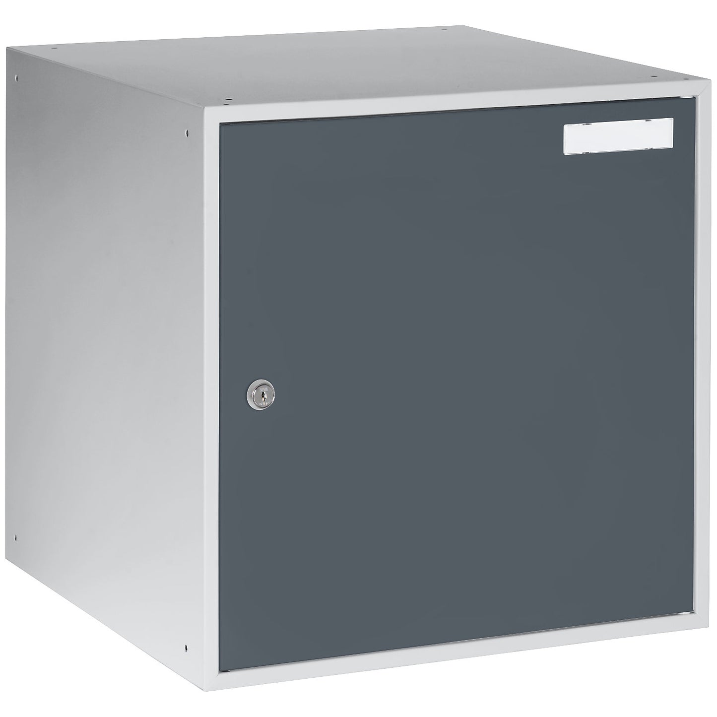 Cube locker, HxWxD 450 x 450 x 450 mm, solid panel door, light grey / basalt grey.