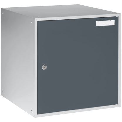 Cube locker, HxWxD 450 x 450 x 450 mm, solid panel door, light grey / basalt grey.
