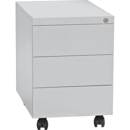 Mobile pedestal, steel, 1 pen tray, 3 drawers, depth 590 mm, light grey.