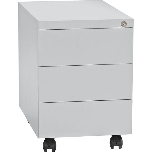 Mobile pedestal, steel, 1 pen tray, 3 drawers, depth 590 mm, light grey.