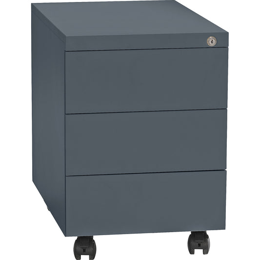Mobile pedestal, steel, 1 pen tray, 3 drawers, depth 590 mm, basalt grey.