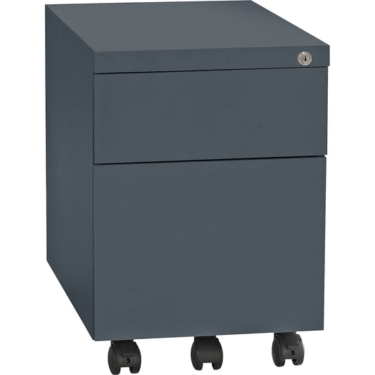 Mobile pedestal, steel, 1 pen tray, 1 drawer, 1 suspension file drawer, depth 590 mm, basalt grey.