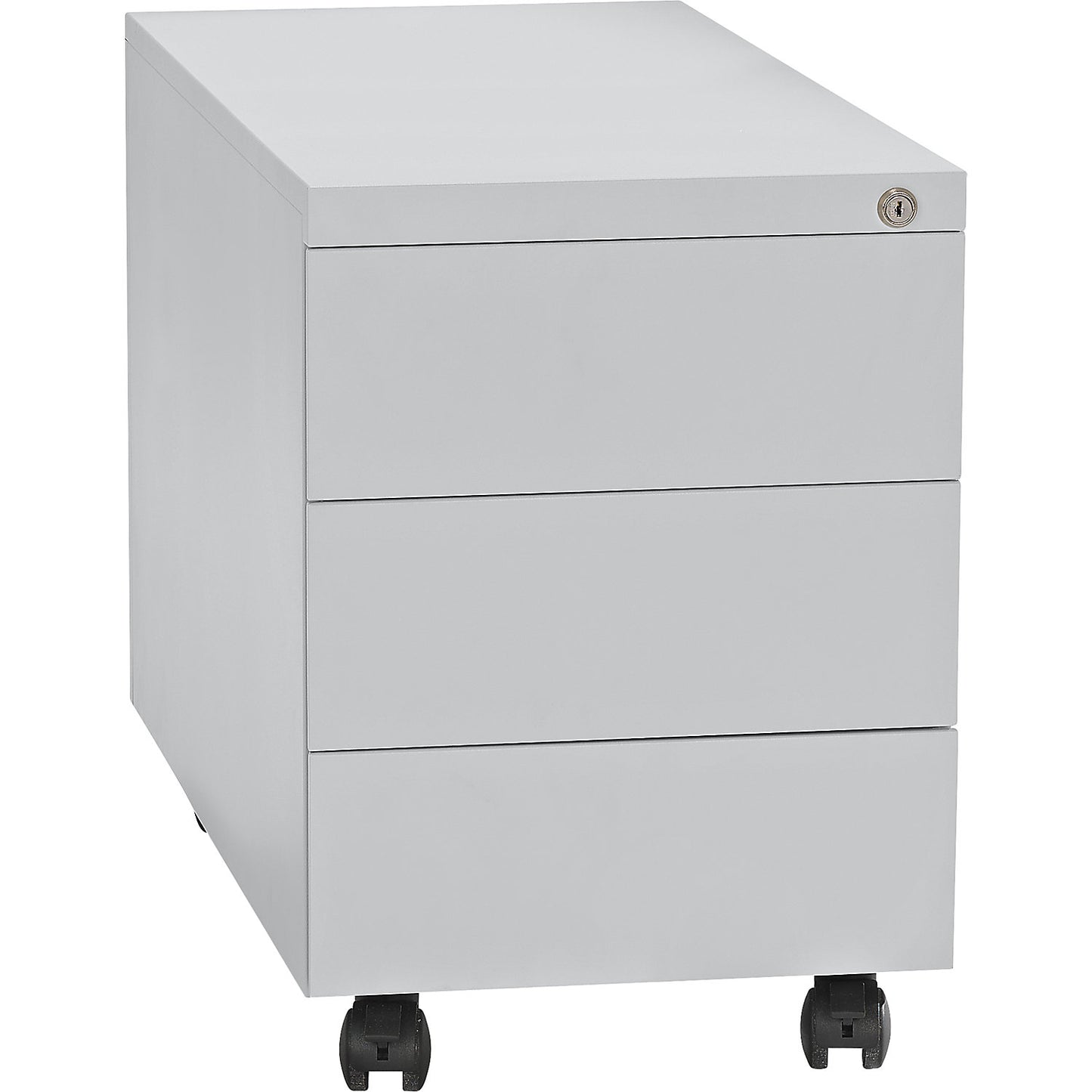 Mobile pedestal, steel, 1 pen tray, 3 drawers, depth 790 mm, light grey.