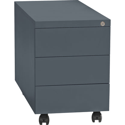 Mobile pedestal, steel, 1 pen tray, 3 drawers, depth 790 mm, basalt grey.