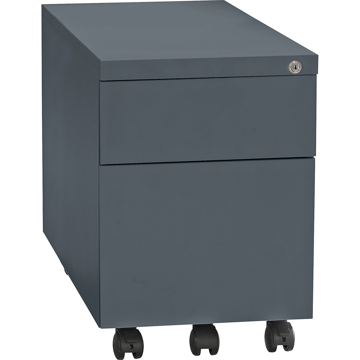 Mobile pedestal, steel, 1 pen tray, 1 drawer, 1 suspension file drawer, depth 790 mm, basalt grey.