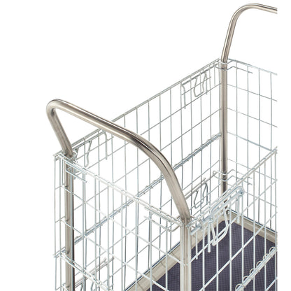 Mesh trolley, zinc plated mesh sides, with stainless steel push handles, max. load 220 kg.