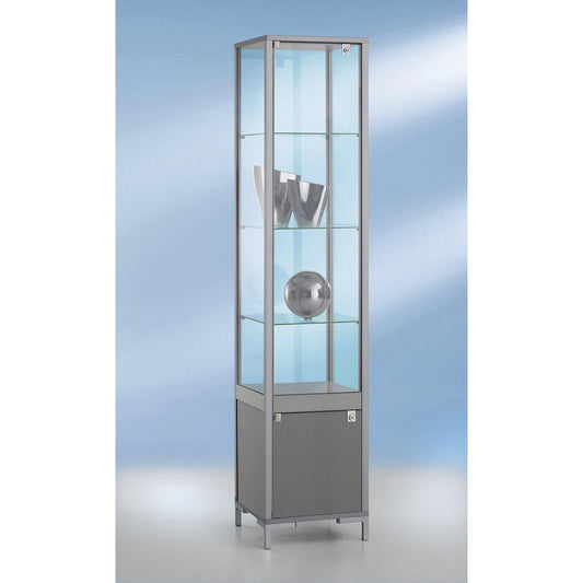 LINK column glass cabinet, 3 shelves, with base cupboard, HxWxD 1860 x 400 x 400 mm.