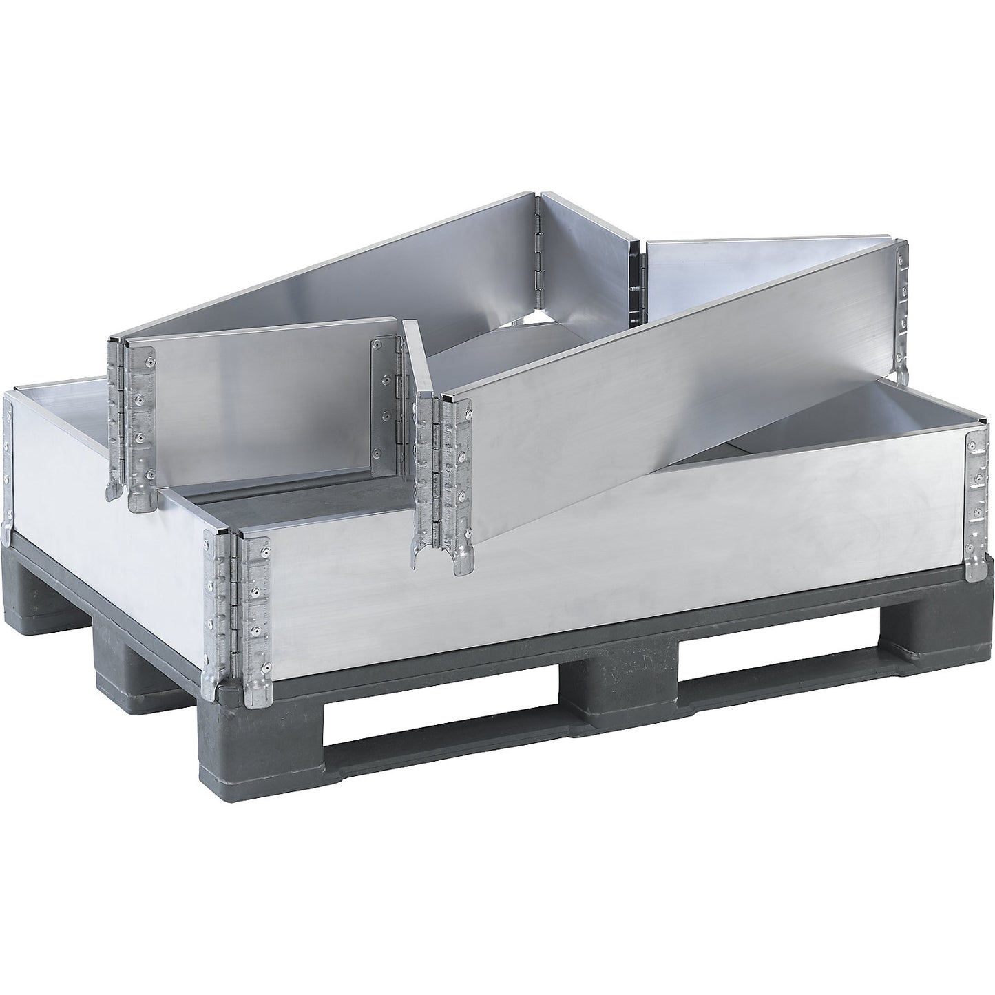 Aluminium stacking frame, with 4 hinges, for pallets 1200 x 800 mm, pack of 2.