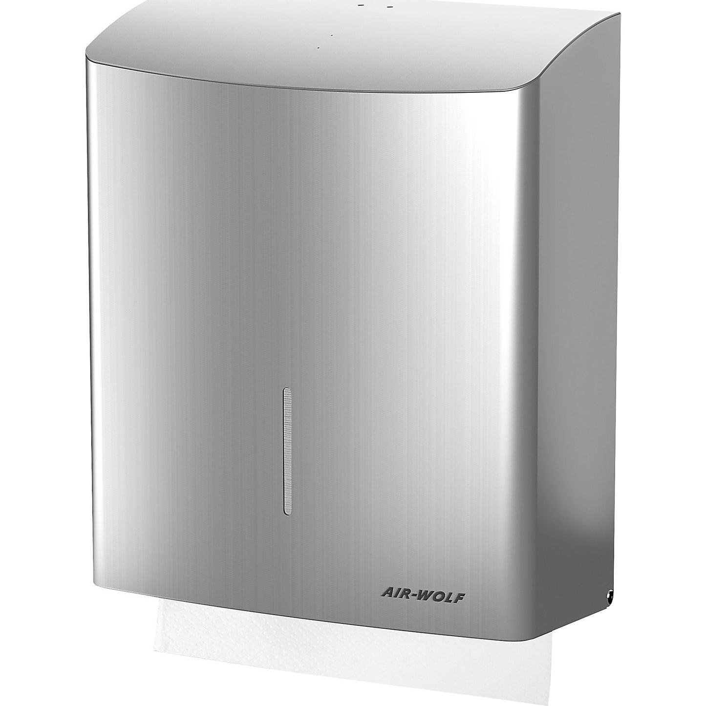 Stainless steel paper towel dispenser, approx. 600 folded paper towels, brushed stainless steel.