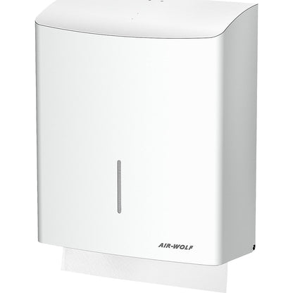 Stainless steel paper towel dispenser, approx. 600 folded paper towels, white stainless steel.