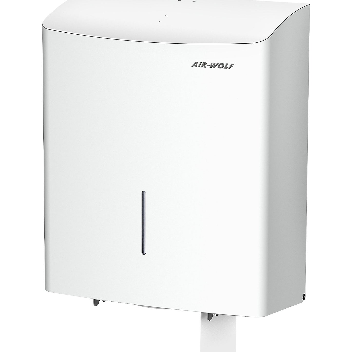 Duplex toilet paper dispenser, for 1 large roll or 3 standard household rolls, white stainless steel.