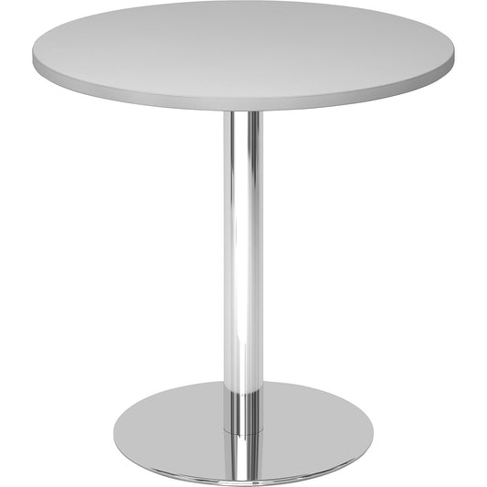 Conference table, Ø 800 mm, 755 mm high, chrome plated frame, tabletop in light grey.