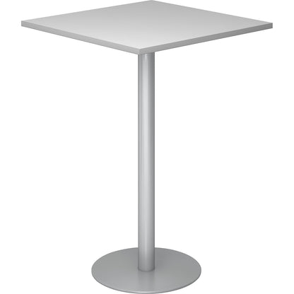 Pedestal table, LxW 800 x 800 mm, 1116 mm high, silver frame, tabletop in light grey.