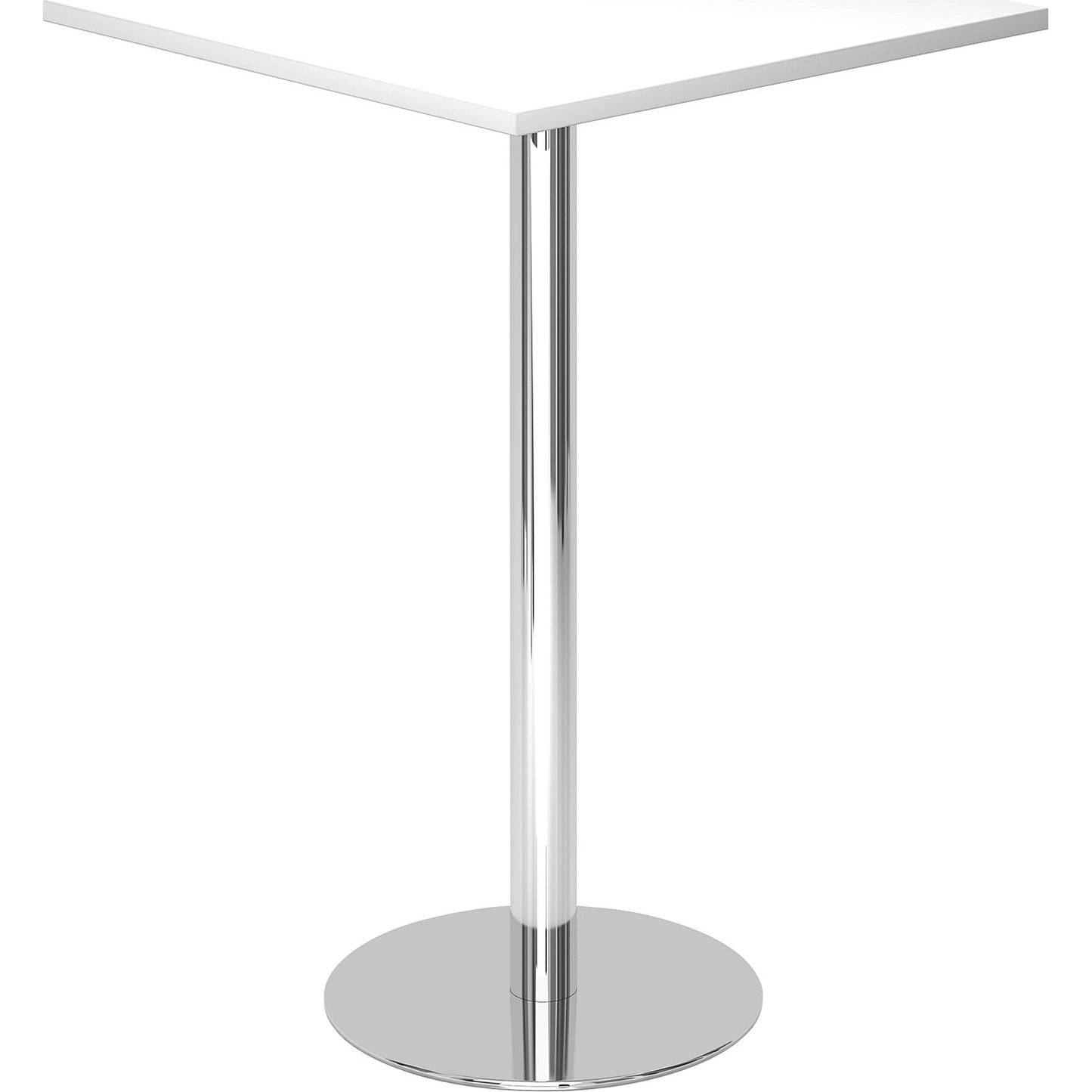 Pedestal table, LxW 800 x 800 mm, 1116 mm high, chrome plated frame, tabletop in white.