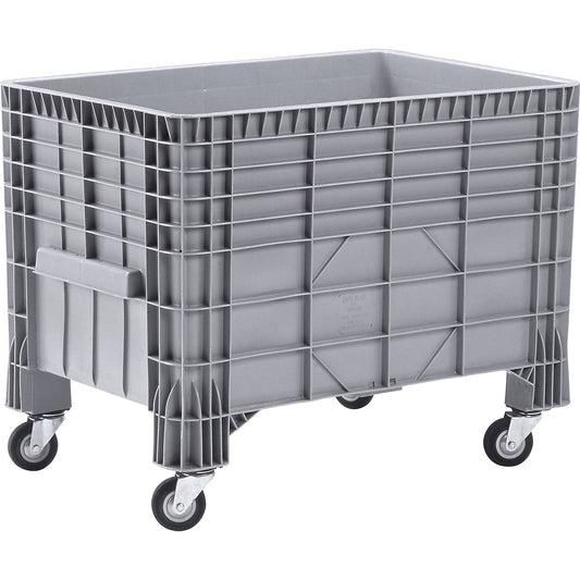Polyethylene pallet box, capacity 550 l, 4 feet and 4 castors, 1+ items.