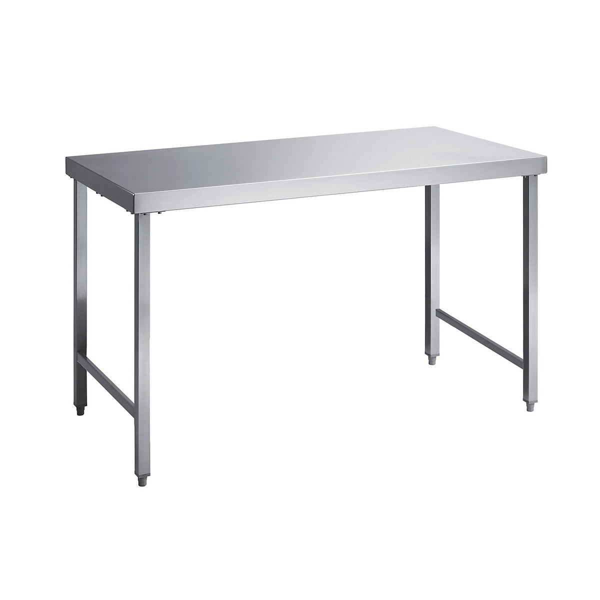 Stainless steel work table, working height 850 mm, WxD 1600 x 700 mm, without shelf.