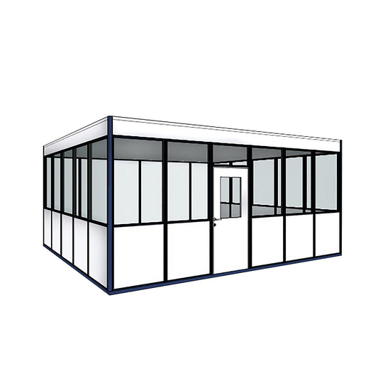 Prefab office, 4-sided, free-standing version, external width 3100 mm, external length 5100 mm.