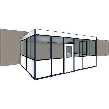 Prefab office, 3-sided, for installation against an existing wall, external width 2100 mm, external length 5100 mm.