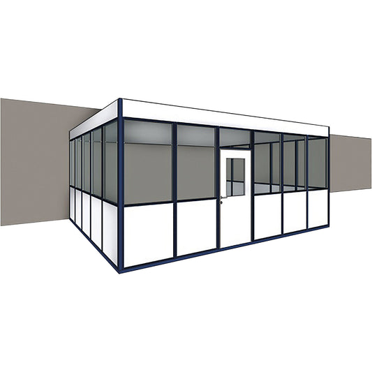 Prefab office, 3-sided, for installation against an existing wall, external width 2100 mm, external length 5100 mm.