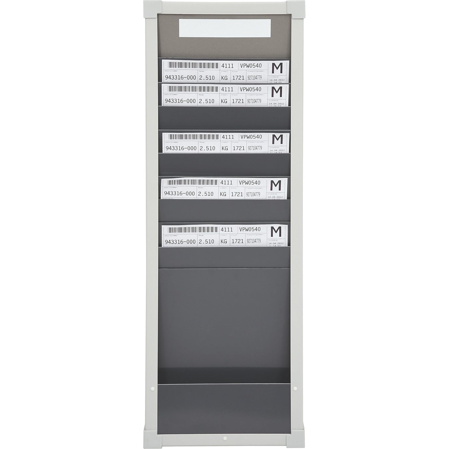 Card sorting board system, 10 compartments, height 750 mm, with 1 row.