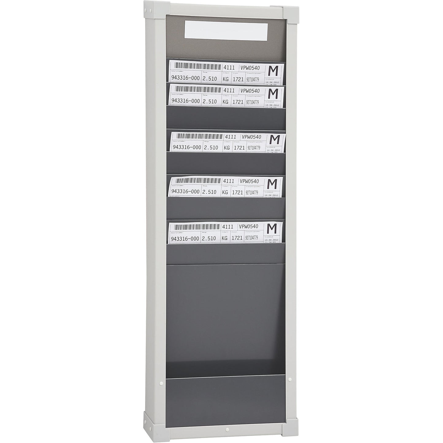 Card sorting board system, 10 compartments, height 750 mm, with 1 row.