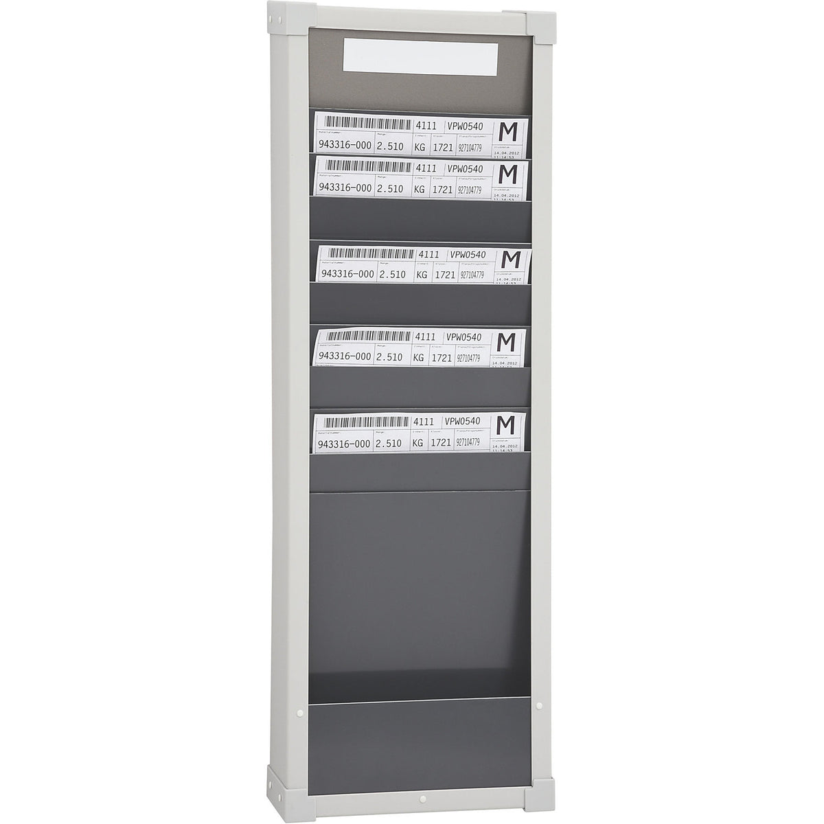 Card sorting board system, 10 compartments, height 750 mm, with 1 row.