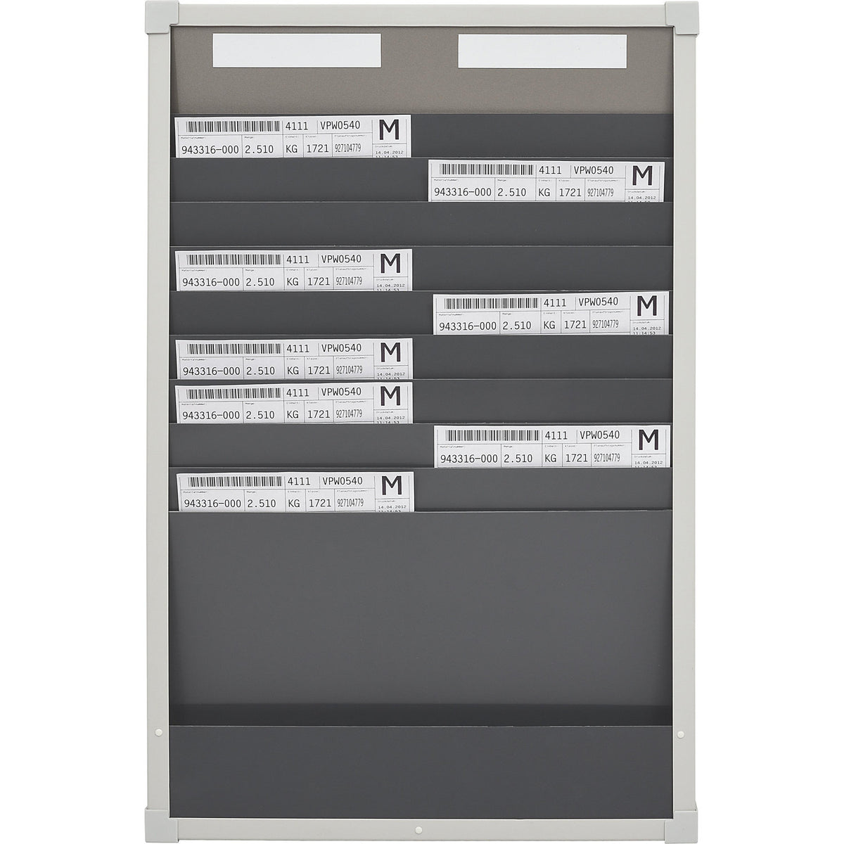 Card sorting board system, 10 compartments, height 750 mm, with 2 rows.