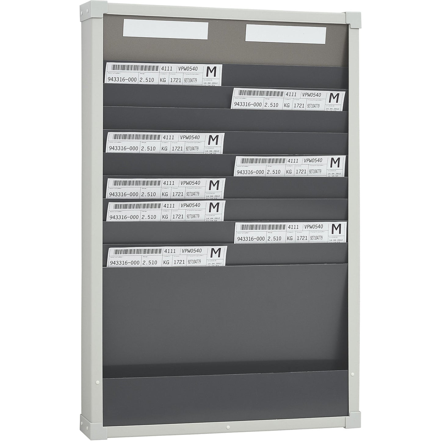 Card sorting board system, 10 compartments, height 750 mm, with 2 rows.