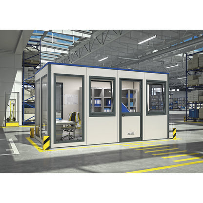 Prefab office, external WxH 1150 x 2600 mm, panel with hinged/tilting window.
