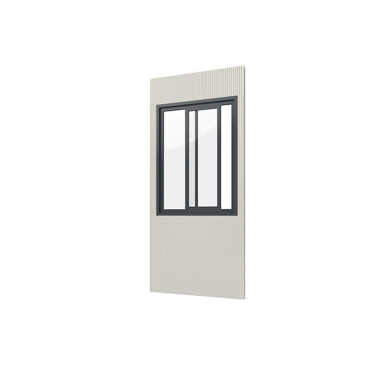 Prefab office, external WxH 1150 x 2600 mm, panel with sliding window.