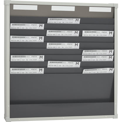 Card sorting board system, 10 compartments, height 750 mm, with 3 rows.