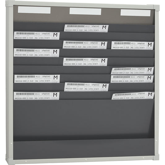 Card sorting board system, 10 compartments, height 750 mm, with 3 rows.