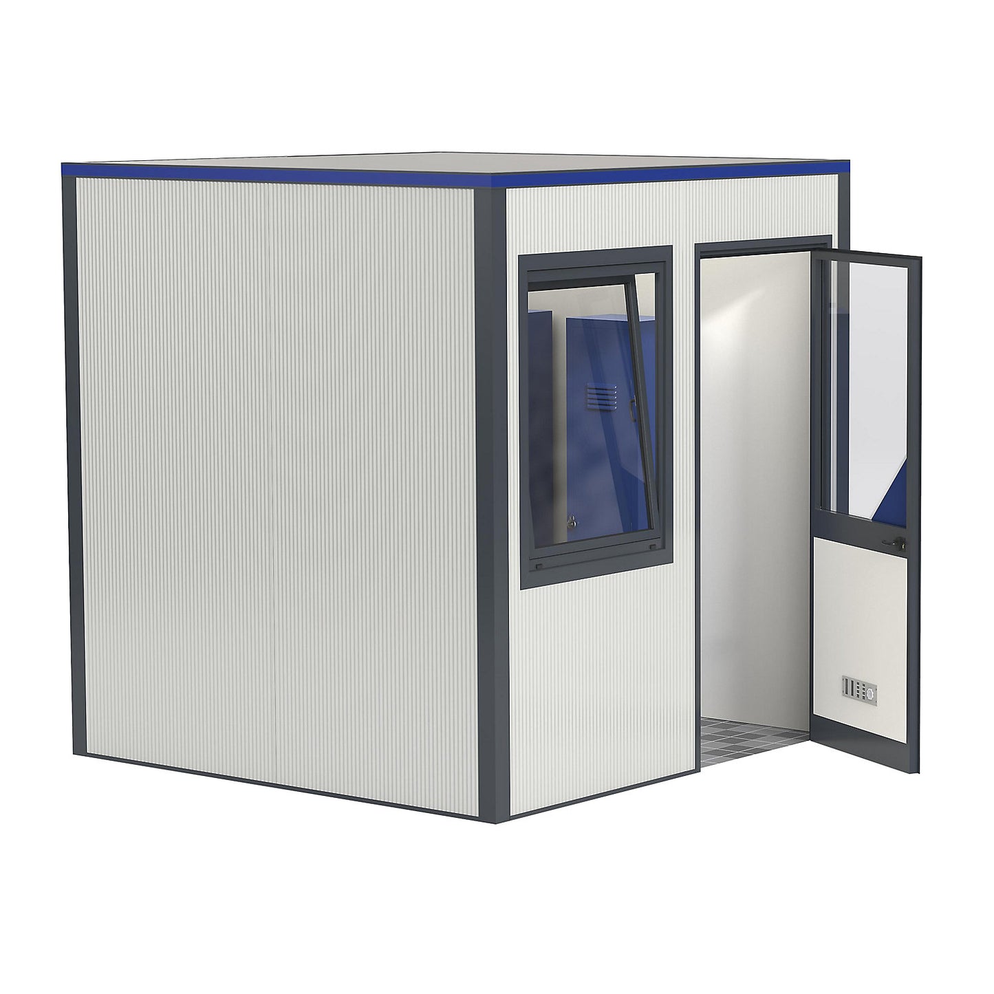 Prefab office, external WxH 1150 x 2600 mm, panel with hinged/tilting window.