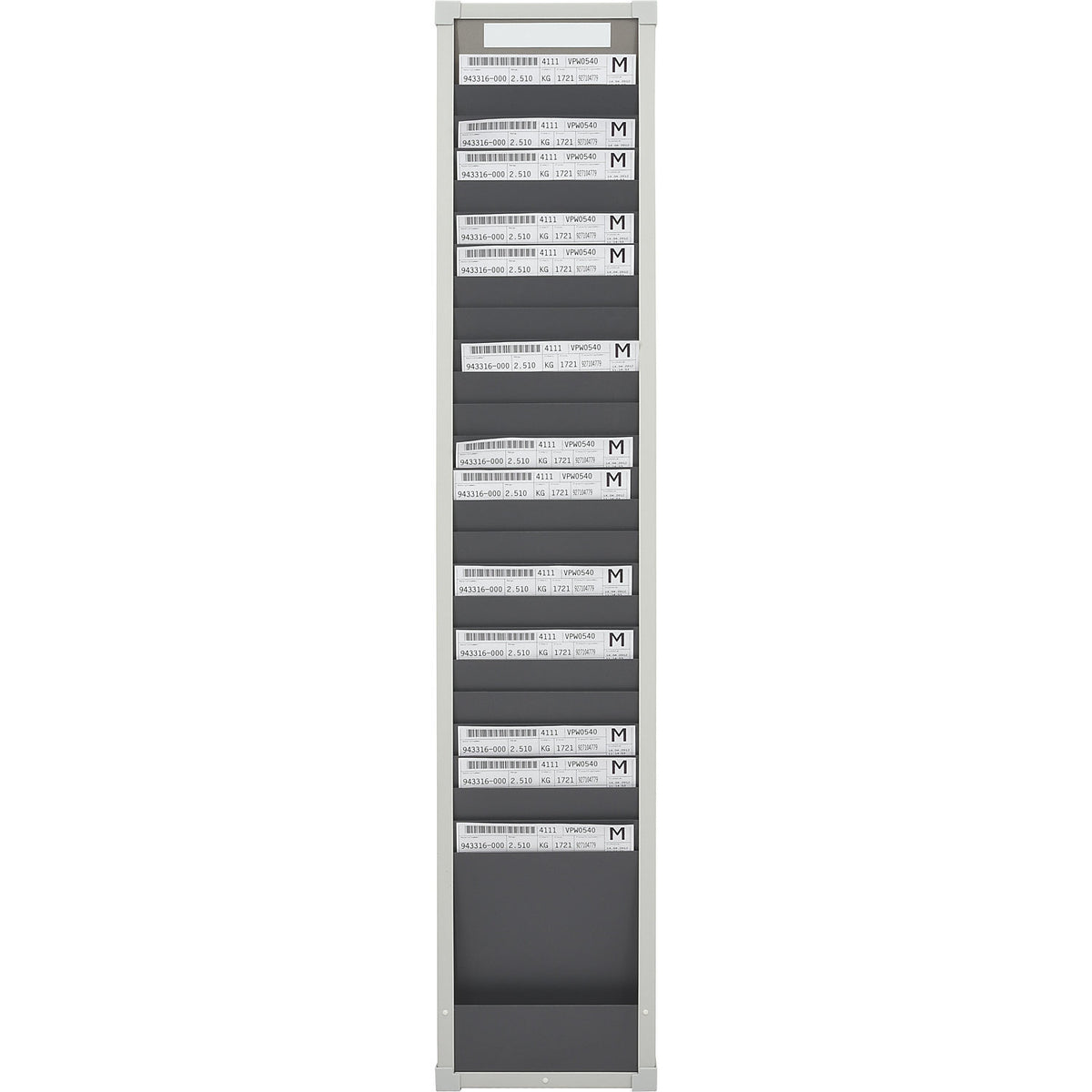 Card sorting board system, 25 compartments, height 1350 mm, with 1 row.